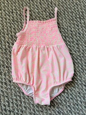 Carter's Light Pink Floral Smocked One-Piece Swimsuit